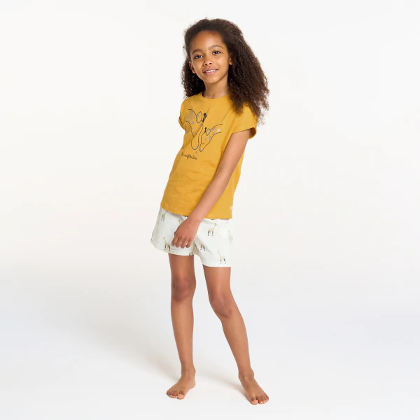 Pyja-short motif girafe jaune Fille