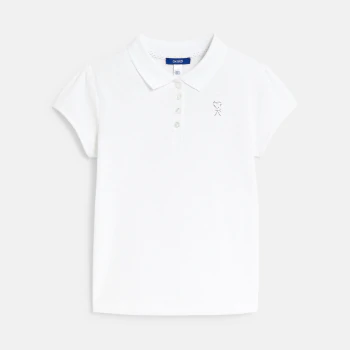 Polo uni blanc fille