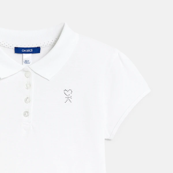 Polo uni blanc fille