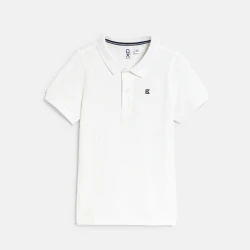 Polo en coton piqué blanc garçon