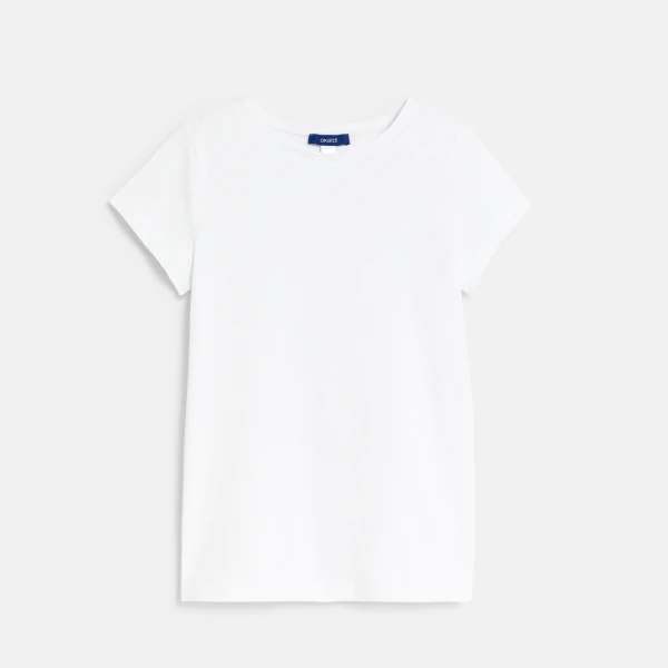 T-shirt manches courtes uni blanc fille