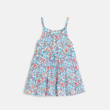 Robe à bretelles fleurie bleu bébé fille