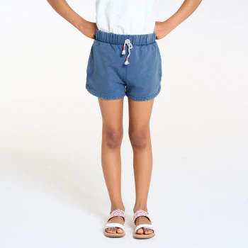 Short en molleton délavé bleu Fille