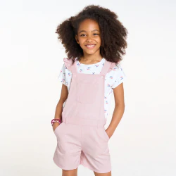 Salopette-short en lyocell rose Fille