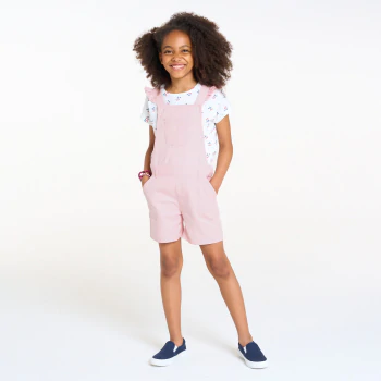 Salopette-short en lyocell rose Fille