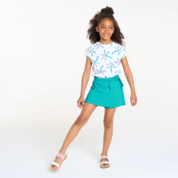 Jupe-short en jersey bleu fille