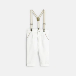 Pantalon à pinces à bretelles blanc bébé garçon