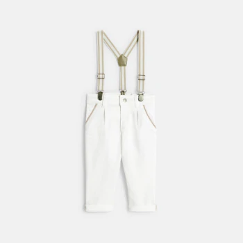 Pantalon à pinces à bretelles blanc bébé garçon