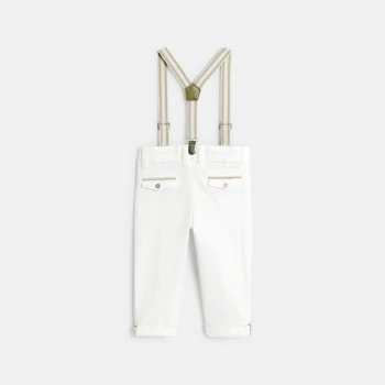 Pantalon à pinces à bretelles blanc bébé garçon