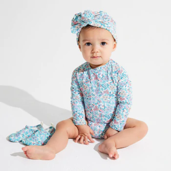 Turban de bain fleuri bébé fille