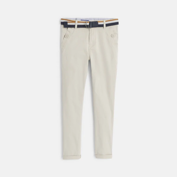 Pantalon chino ceinturé en toile beige garçon