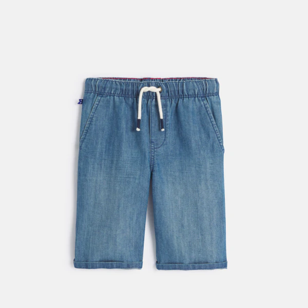 Bermuda slim en jean bleu garçon