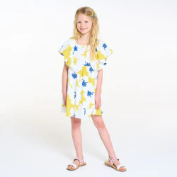 Robe évasée imprimée jaune Fille