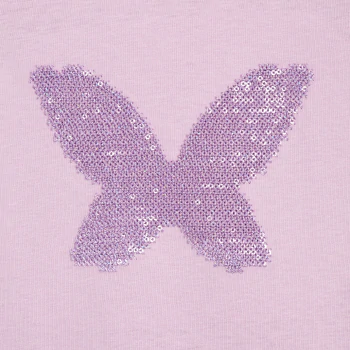 T-shirt mauve motif papillon brodé Fille