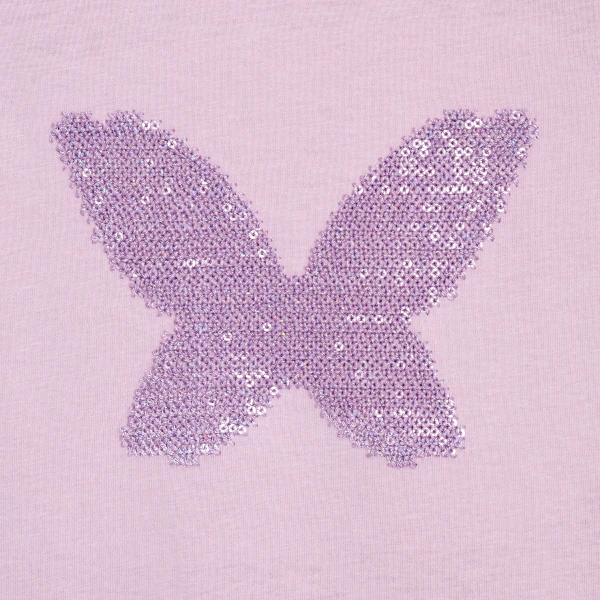 T-shirt mauve motif papillon brodé Fille