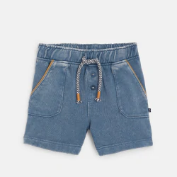 Short coton fantaisie denim bleu bébé fille