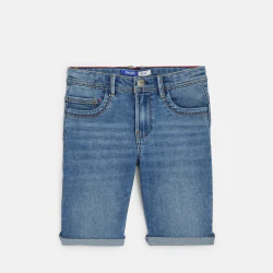 Bermuda slim en jean hyper-stretch bleu garçon