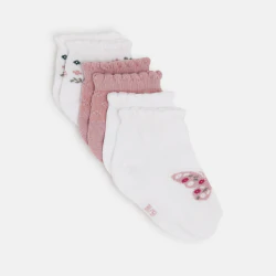 Chaussettes basses fleuries rose bébé fille (lot de 3)