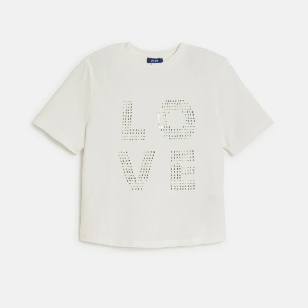 T-shirt à message LOVE blanc Fille