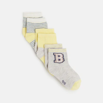 Chaussettes basses jacquard chiné gris bébé garçon (lot de 3)