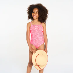 Maillot de bain 1 pièce imprimé rose Fille