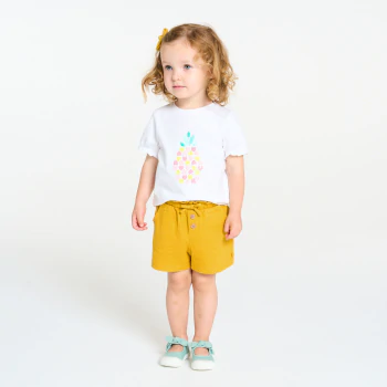 Short coton fantaisie léger jaune bébé fille