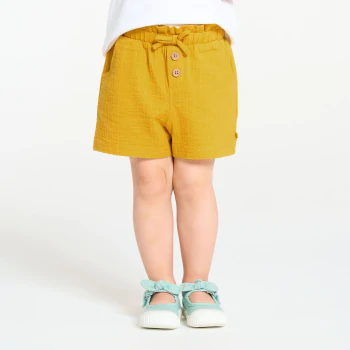 Short coton fantaisie léger jaune bébé fille