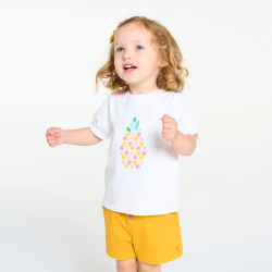 T-shirt sequins ananas blanc bébé fille