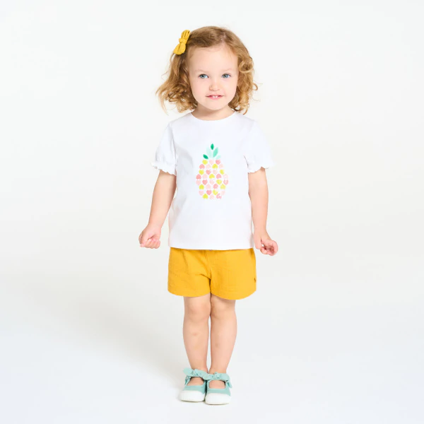 T-shirt sequins ananas blanc bébé fille