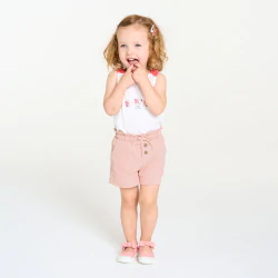 Short coton fantaisie léger rose bébé fille