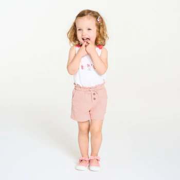 Short coton fantaisie léger rose bébé fille