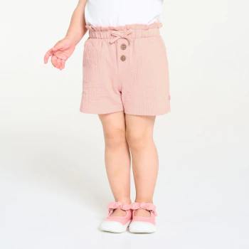 Short coton fantaisie léger rose bébé fille