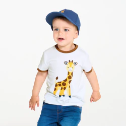 T-shirt sensoriel girafe blanc bébé garçon