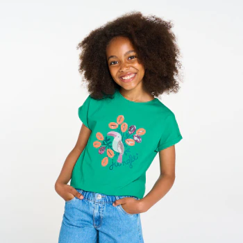 T-shirt motif toucan vert Fille