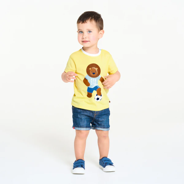 T-shirt lion foot jaune bébé garçon