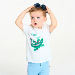 T-shirt lézard blanc bébé garçon