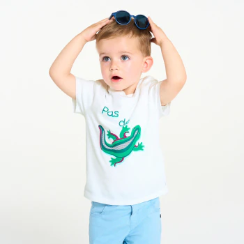 T-shirt lézard blanc bébé garçon