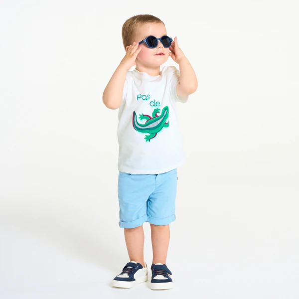 T-shirt lézard blanc bébé garçon