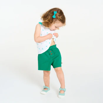 Short coton fantaisie léger vert bébé fille