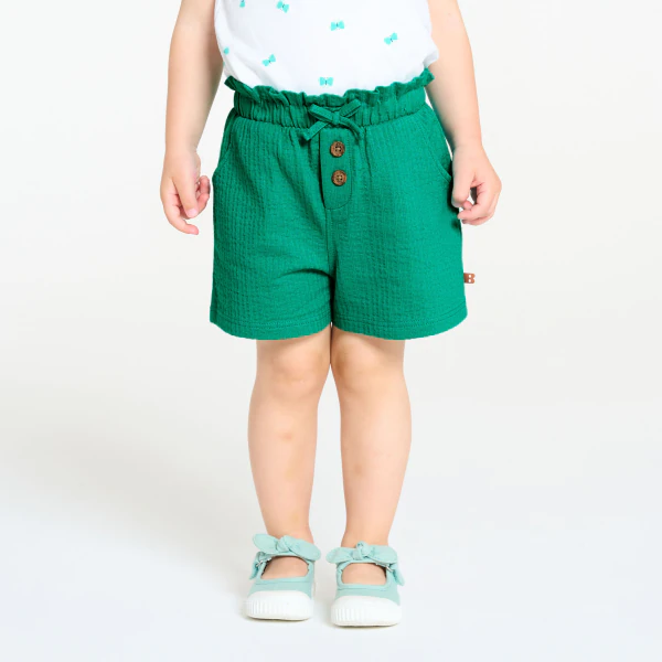 Short coton fantaisie léger vert bébé fille