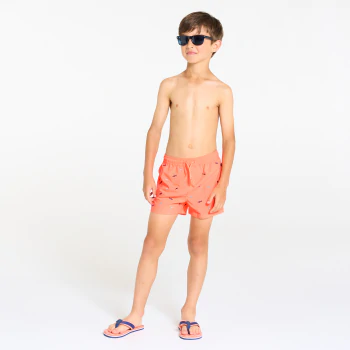 Short de bain brodé orange garçon