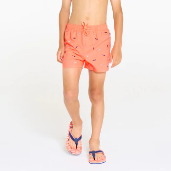 Short de bain brodé orange garçon