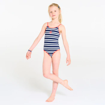 Maillot de bain rayé 1 pièce bleu fille