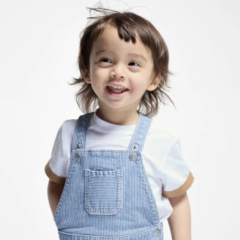 Salopette rayée et t-shirt bleu et blanc bébé garçon