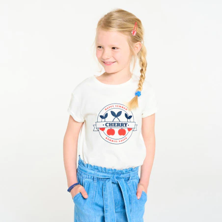 T-shirt manches courtes blanc Fille