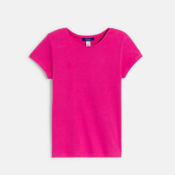 T-shirt manches courtes uni rose fille