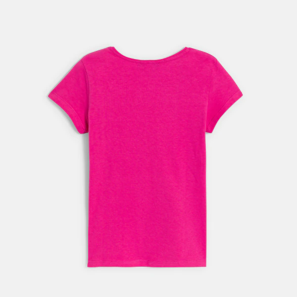 T-shirt manches courtes uni rose fille