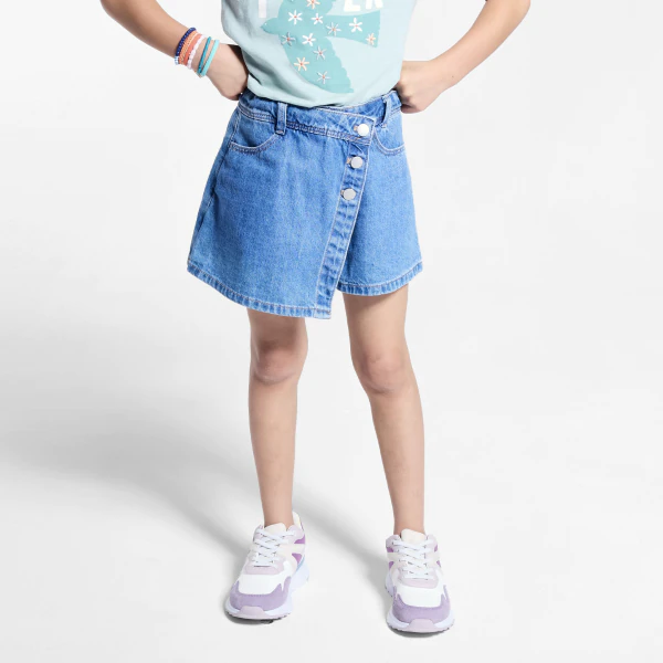 Mini jupe-short en jean bleue fille