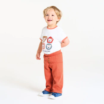 Pantalon coton souple fantaisie terracotta bébé garçon