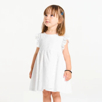 Robe chic brodée blanc bébé fille